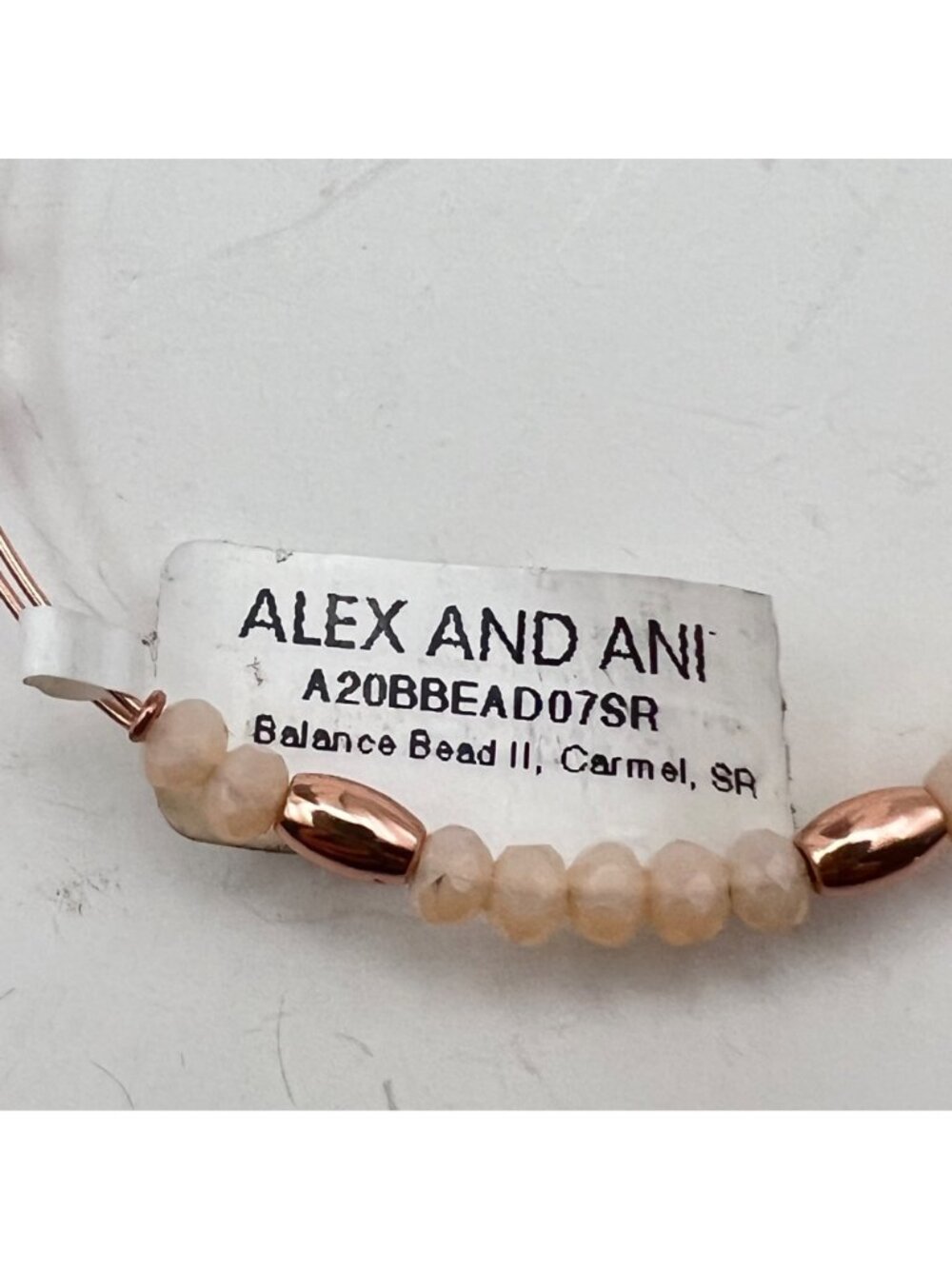 Alex And Ani Balance Bead II Carmel Rose Gold Tone Bangle Bracelet Pink NWT - Picture 2 of 9